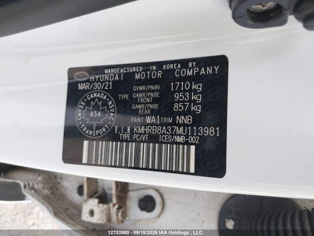 Aukcja sprzedaży 2021 Hyundai Venue, vin: KMHRB8A37MU113981, numer aukcji: 12703980