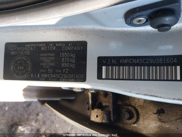 Продаж на аукціоні авто 2009 Hyundai Accent Gls, vin: KMHCN45C29U381604, номер лоту: 12704008