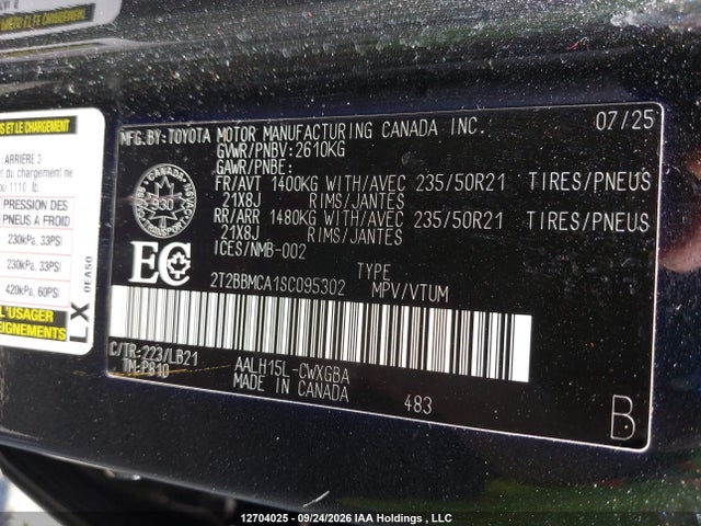 Aukcja sprzedaży 2025 Lexus Rx 350h, vin: 2T2BBMCA1SC095302, numer aukcji: 12704025