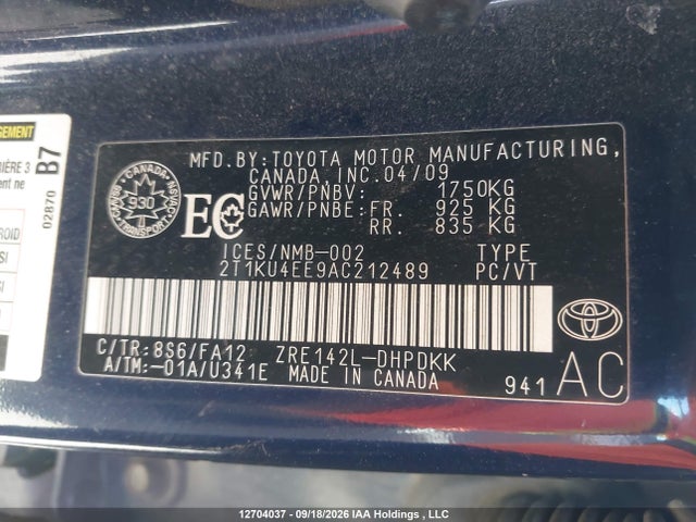 Aukcja sprzedaży 2010 Toyota Matrix, vin: 2T1KU4EE9AC212489, numer aukcji: 12704037