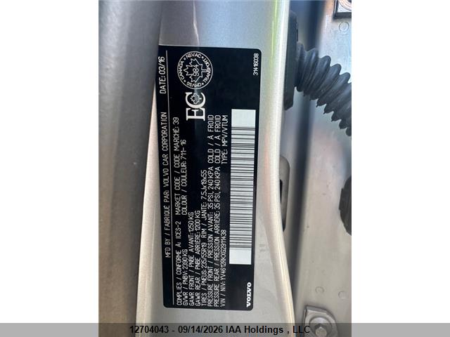 Aukcja sprzedaży 2016 Volvo Xc60 T5/premier, vin: YV4612RKXG2911438, numer aukcji: 12704043