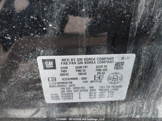 Aukcja sprzedaży 2021 Buick Encore, vin: KL4CJESM4MB361436, numer aukcji: 12704065