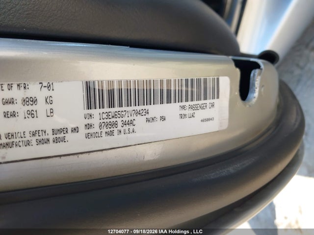 12704077 :رقم المزاد ، 1C3EW65G71V704234 vin ، 2001 Plymouth Prowler مزاد بيع
