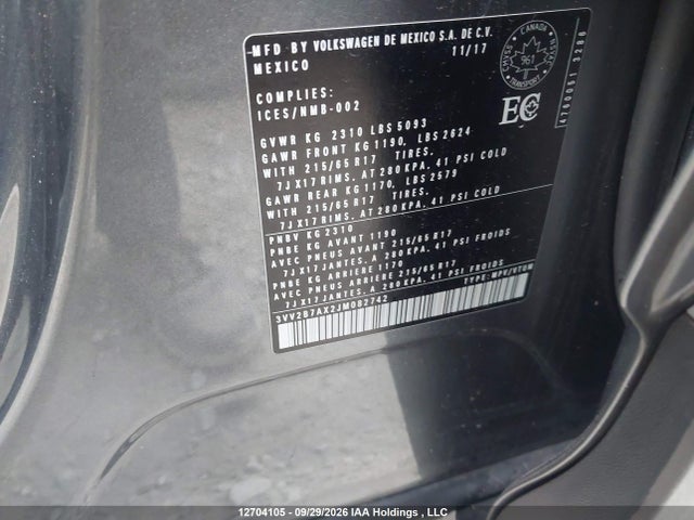 Volkswagen Tiguan 2018 3VV2B7AX2JM082742 Image 9