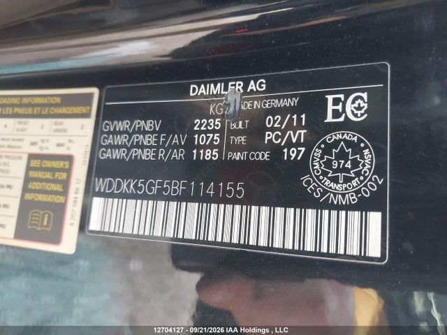 Aukcja sprzedaży 2011 Mercedes-benz E 350, vin: WDDKK5GF5BF114155, numer aukcji: 12704127