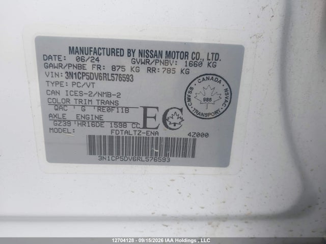 Продажа на аукционе авто 2024 Nissan Kicks Sr, vin: 3N1CP5DV6RL576593, номер лота: 12704128