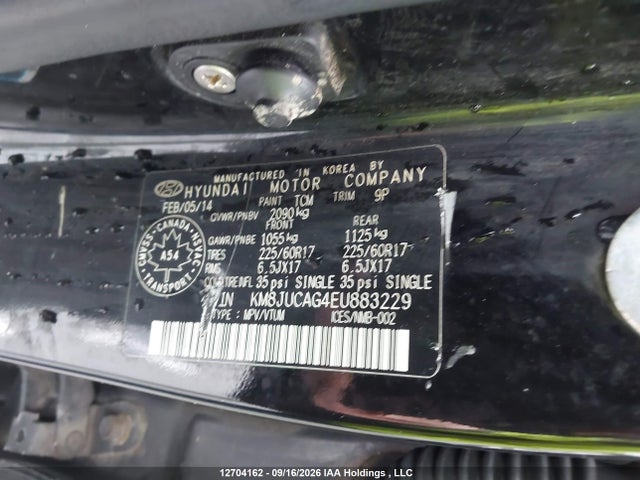 Продажа на аукционе авто 2014 Hyundai Tucson Gls/limited/se, vin: KM8JUCAG4EU883229, номер лота: 12704162