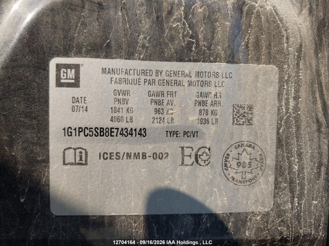 1G1PC5SB8E7434143 Chevrolet CRUZE LT