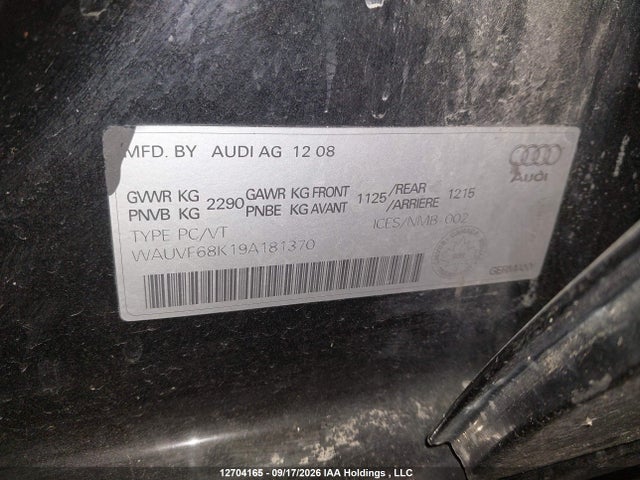 Aukcja sprzedaży 2009 Audi A4 2.0t Avant Quattro, vin: WAUVF68K19A181370, numer aukcji: 12704165