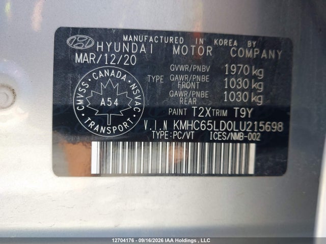 KMHC65LD0LU215698 Hyundai IONIQ SE