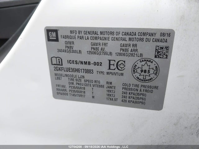 GMC Terrain Slt 2017 2GKFLUE36H6170883 Image 9