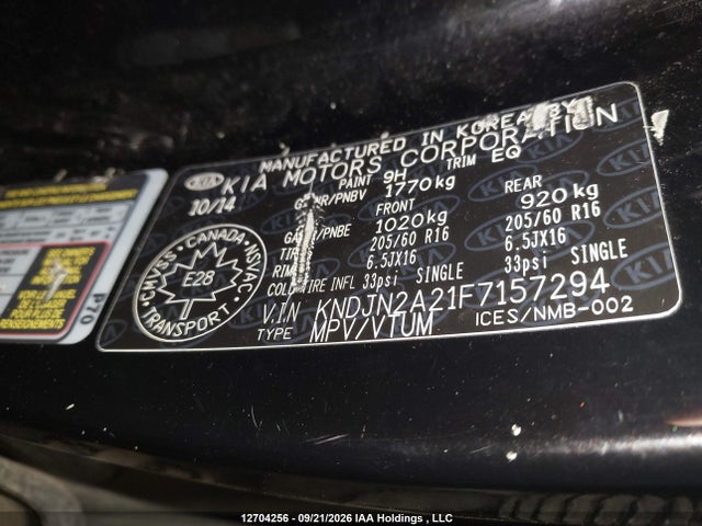 2015 Kia Soul მანქანა იყიდება აუქციონზე, vin: KNDJN2A21F7157294, აუქციონის ნომერი: 12704256