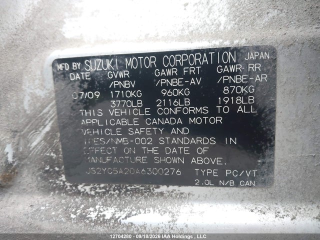 Продаж на аукціоні авто 2010 Suzuki Sx4 Le, vin: JS2YC5A20A6300276, номер лоту: 12704280