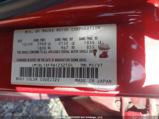 12704306 :رقم المزاد ، JM1BL1SF9A1232504 vin ، 2010 Mazda 3 مزاد بيع