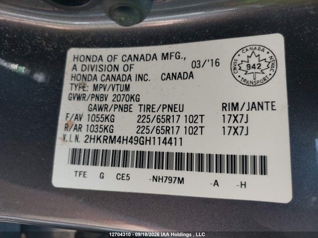 Honda CR-V SE 2016 2HKRM4H49GH114411 Image 19