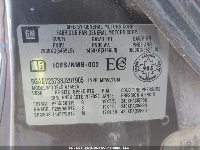Продаж на аукціоні авто 2008 Buick Enclave Cxl, vin: 5GAEV23738J291905, номер лоту: 12704334