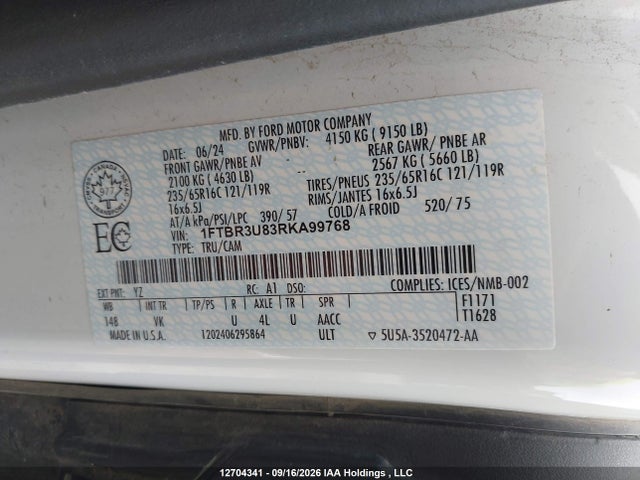 Ford Transit T-250 2024 1FTBR3U83RKA99768 Image 9