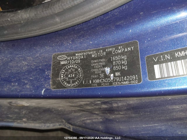 Продаж на аукціоні авто 2009 Hyundai Accent Gl/gl Sport/l, vin: KMHCN35C79U142091, номер лоту: 12704356