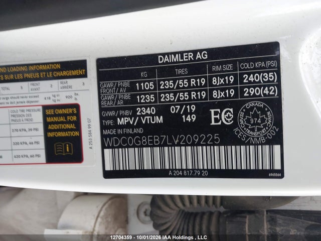 Продажа на аукционе авто 2020 Mercedes-benz Glc 300 4matic, vin: WDC0G8EB7LV209225, номер лота: 12704359