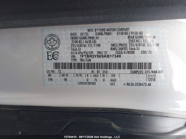 Ford Transit T-250 2025 1FTBR2Y86SKB17349 Image 9