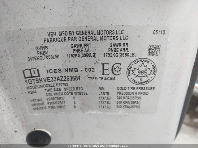 Продажа на аукционе авто 2010 Gmc Sierra 1500, vin: 1GTSKVE33AZ263681, номер лота: 12704419