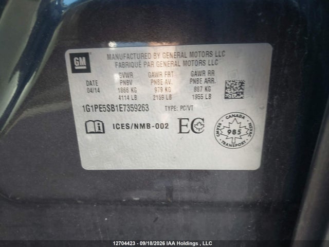 Chevrolet CRUZE LT 2014 1G1PE5SB1E7359263 Image 20