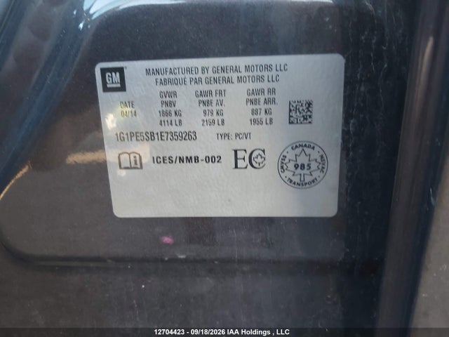 Chevrolet CRUZE LT 2014 1G1PE5SB1E7359263 Image 21