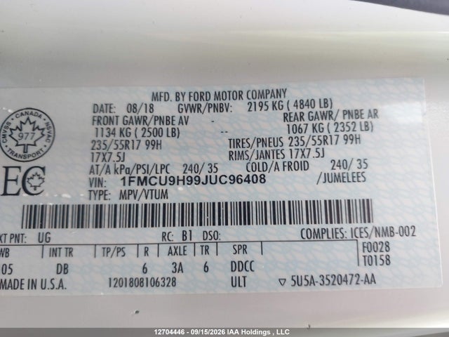 Ford Escape 2018 1FMCU9H99JUC96408 Image 20