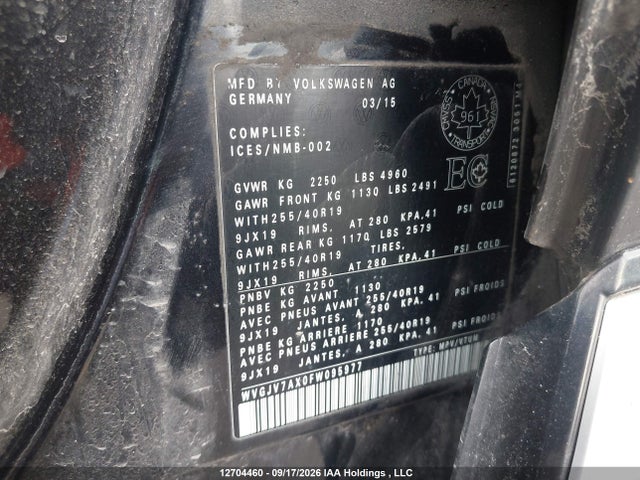 WVGJV7AX0FW095977 Volkswagen Tiguan S/se/sel/r-line