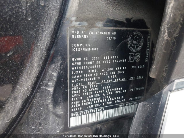 WVGJV7AX0FW095977 Volkswagen Tiguan S/se/sel/r-line