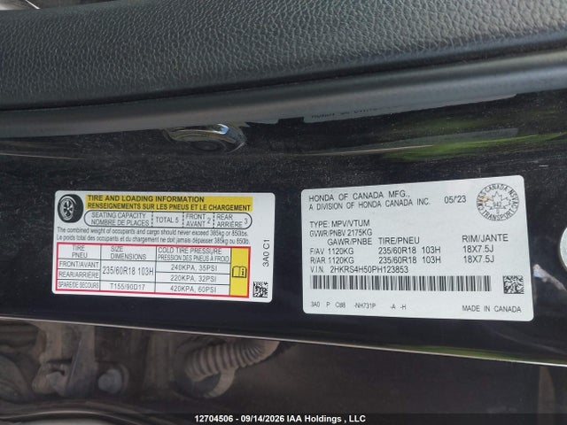 2HKRS4H50PH123853 Honda Cr-v Sport