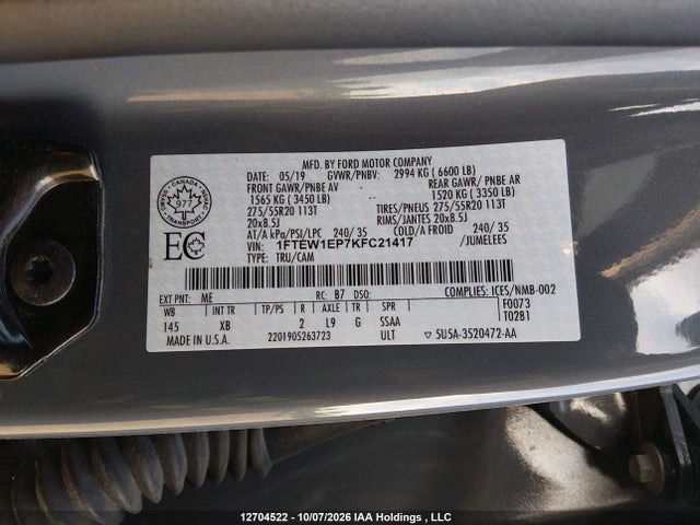 Ford F-150 Xlt 2019 1FTEW1EP7KFC21417 Image 9