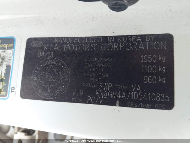 Продажа на аукционе авто 2013 Kia Optima, vin: KNAGM4A71D5410835, номер лота: 12704523