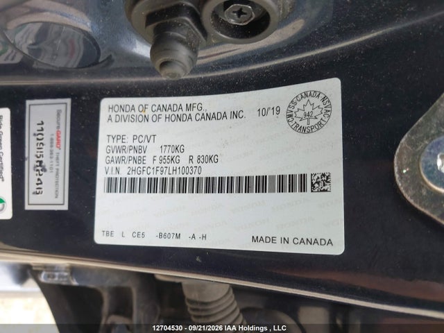 Honda Civic Touring 2020 2HGFC1F97LH100370 Image 20