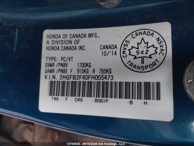 2HGFB2F40FH005473 Honda Civic Lx