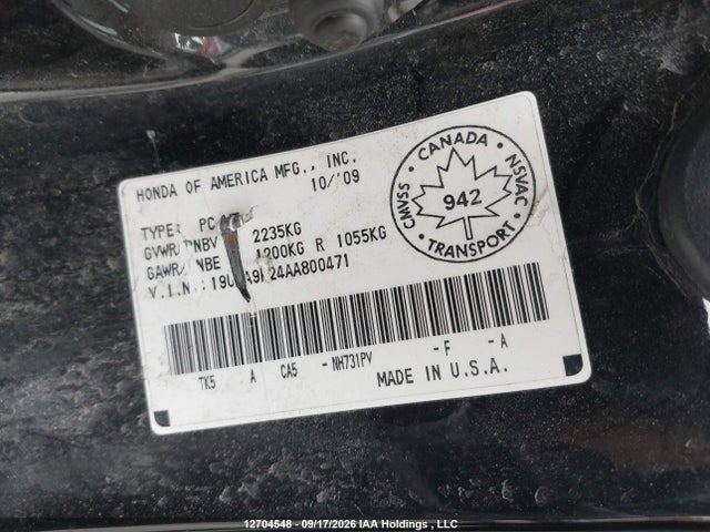 Aukcja sprzedaży 2010 Acura Tl, vin: 19UUA9F24AA800471, numer aukcji: 12704548
