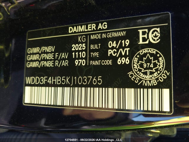 Продаж на аукціоні авто 2019 Mercedes-benz A 250 4matic, vin: WDD3F4HB5KJ103765, номер лоту: 12704551