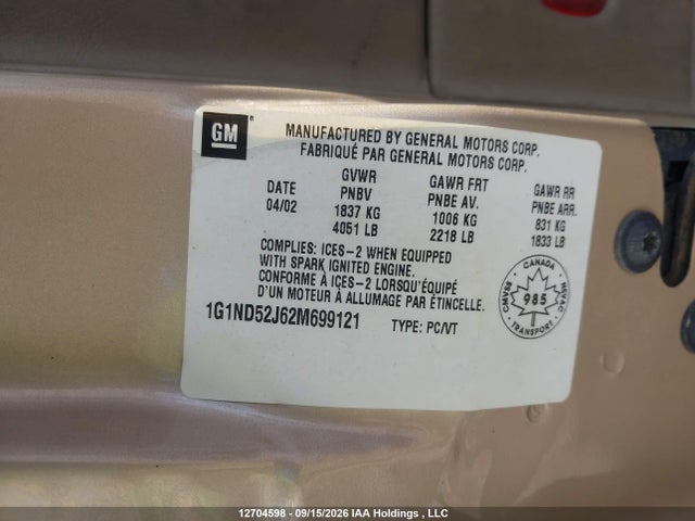 Продаж на аукціоні авто 2002 Chevrolet Malibu, vin: 1G1ND52J62M699121, номер лоту: 12704598