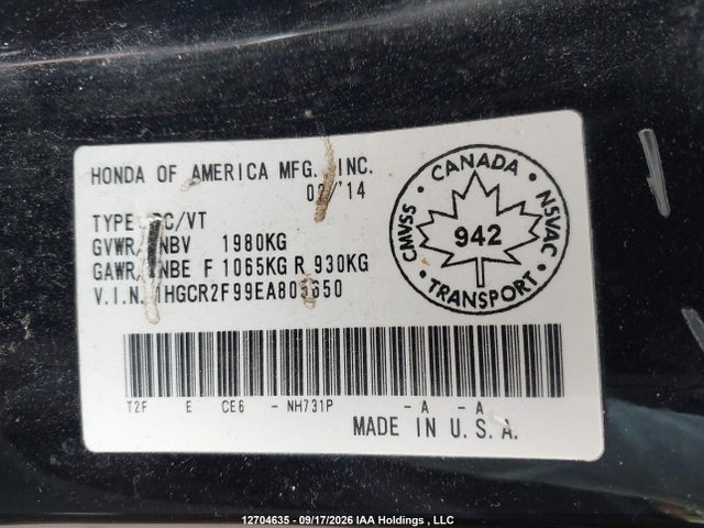 Aukcja sprzedaży 2014 Honda Accord Touring, vin: 1HGCR2F99EA805650, numer aukcji: 12704635