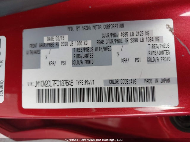 JM1CW2CL7F0187646 Mazda Mazda5 Gs