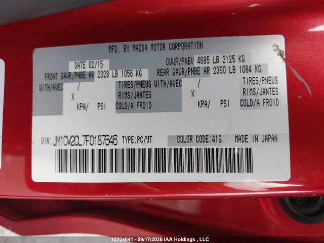 JM1CW2CL7F0187646 Mazda Mazda5 Gs