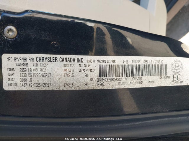12704673 :رقم المزاد ، 2D4RN4DE2AR258813 vin ، 2010 Dodge Grand Caravan Se مزاد بيع