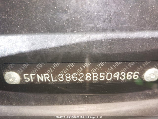2008 Honda Odyssey Ex-l მანქანა იყიდება აუქციონზე, vin: 5FNRL38628B509366, აუქციონის ნომერი: 12704675