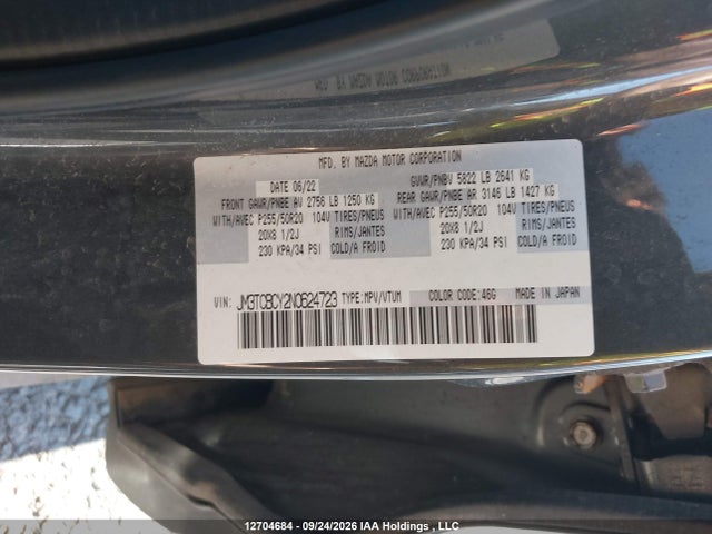 2022 Mazda Cx-9 Gs/gs-l მანქანა იყიდება აუქციონზე, vin: JM3TCBCY2N0624723, აუქციონის ნომერი: 12704684