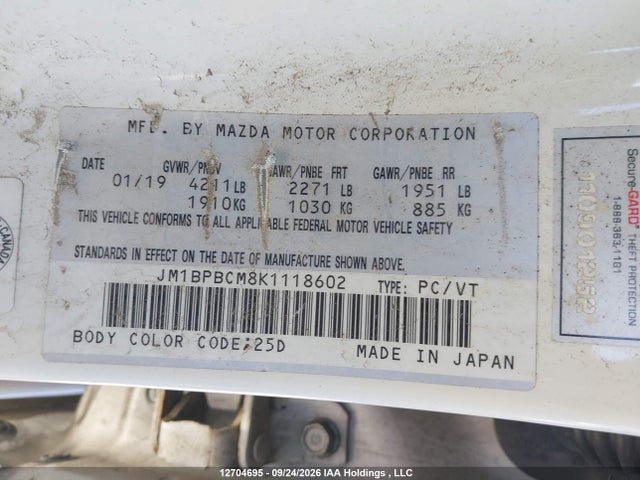 Mazda 3 2019 JM1BPBCM8K1118602 Image 9