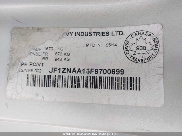 Aukcja sprzedaży 2015 Toyota Scion Fr-s, vin: JF1ZNAA16F9700699, numer aukcji: 12704772