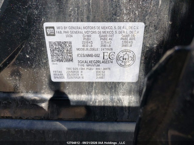 12704812 :رقم المزاد ، 3GKALXEG2RL402374 vin ، 2024 Gmc Terrain Denali مزاد بيع