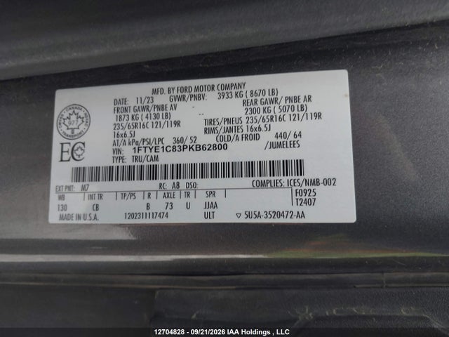 Ford Transit-150 Cargo 2023 1FTYE1C83PKB62800 Image 9