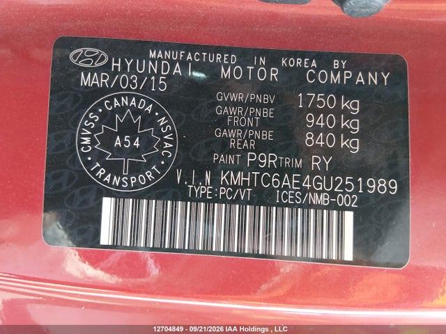 2016 Hyundai Veloster Turbo მანქანა იყიდება აუქციონზე, vin: KMHTC6AE4GU251989, აუქციონის ნომერი: 12704849