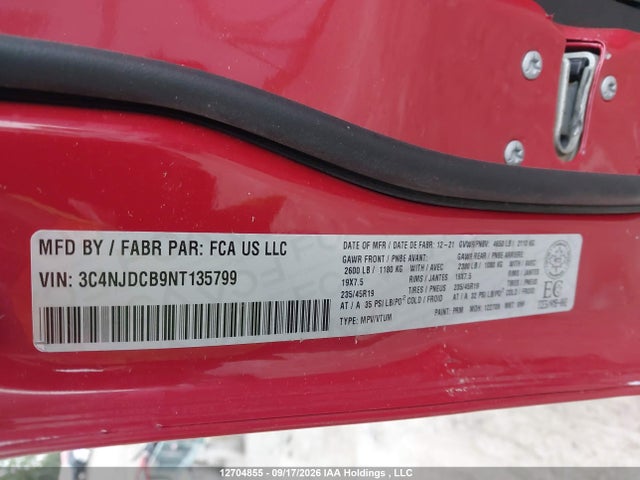2022 Jeep Compass (red) Edition მანქანა იყიდება აუქციონზე, vin: 3C4NJDCB9NT135799, აუქციონის ნომერი: 12704855